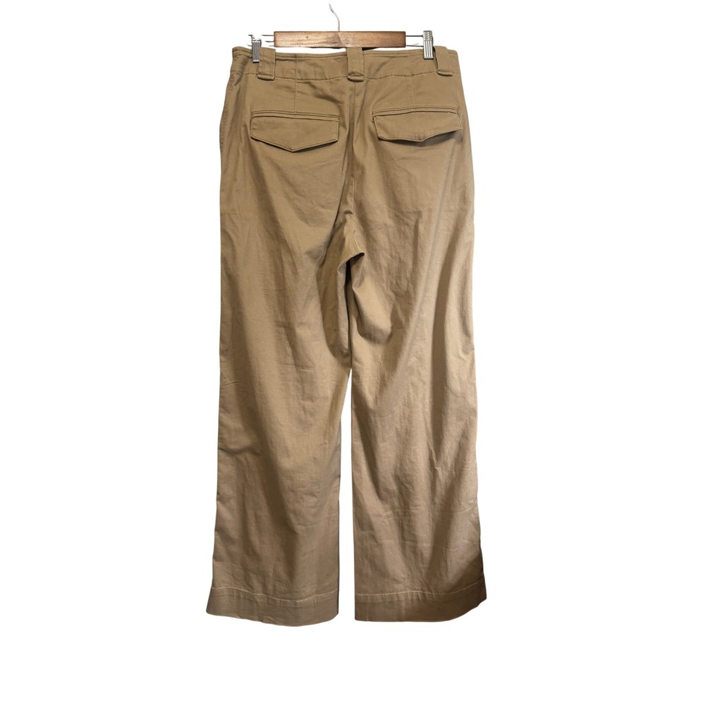 J. Crew Wide Leg Chino Pants Womens 8 Khaki Tan Excellent High Rise Cotton Blend - Picture 7 of 7